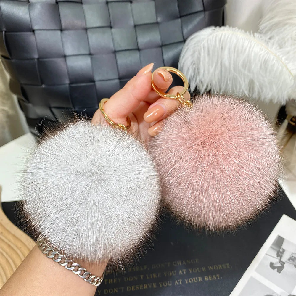 Cute Simple Style Solid Color Fox Head Fur Unisex Bag Pendant Keychain