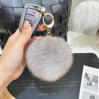 Cute Simple Style Solid Color Fox Head Fur Unisex Bag Pendant Keychain