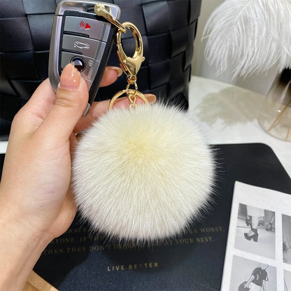 Cute Simple Style Solid Color Fox Head Fur Unisex Bag Pendant Keychain