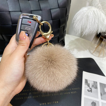 Cute Simple Style Solid Color Fox Head Fur Unisex Bag Pendant Keychain