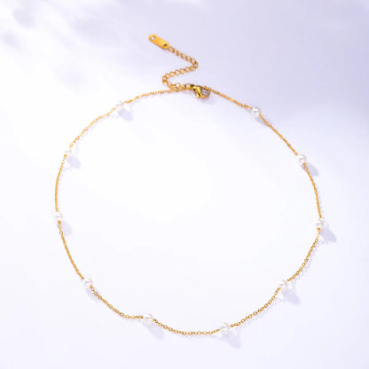 Cute Simple Style Solid Color Stainless Steel Chain Necklace