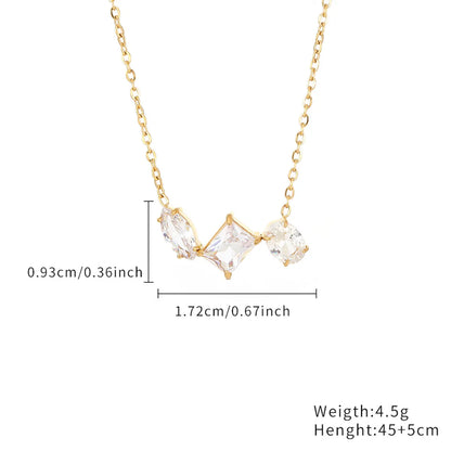 Cute Simple Style Solid Color Stainless Steel Plating Inlay Zircon Gold Plated Necklace