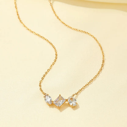 Cute Simple Style Solid Color Stainless Steel Plating Inlay Zircon Gold Plated Necklace