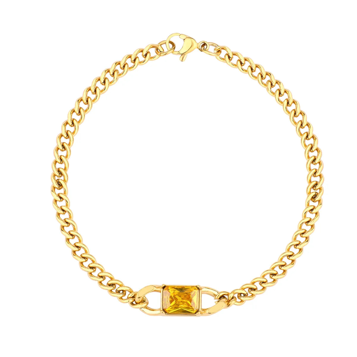 Cute Simple Style Square Oval Heart Shape Stainless Steel Gold Plated Zircon Bracelets In Bulk