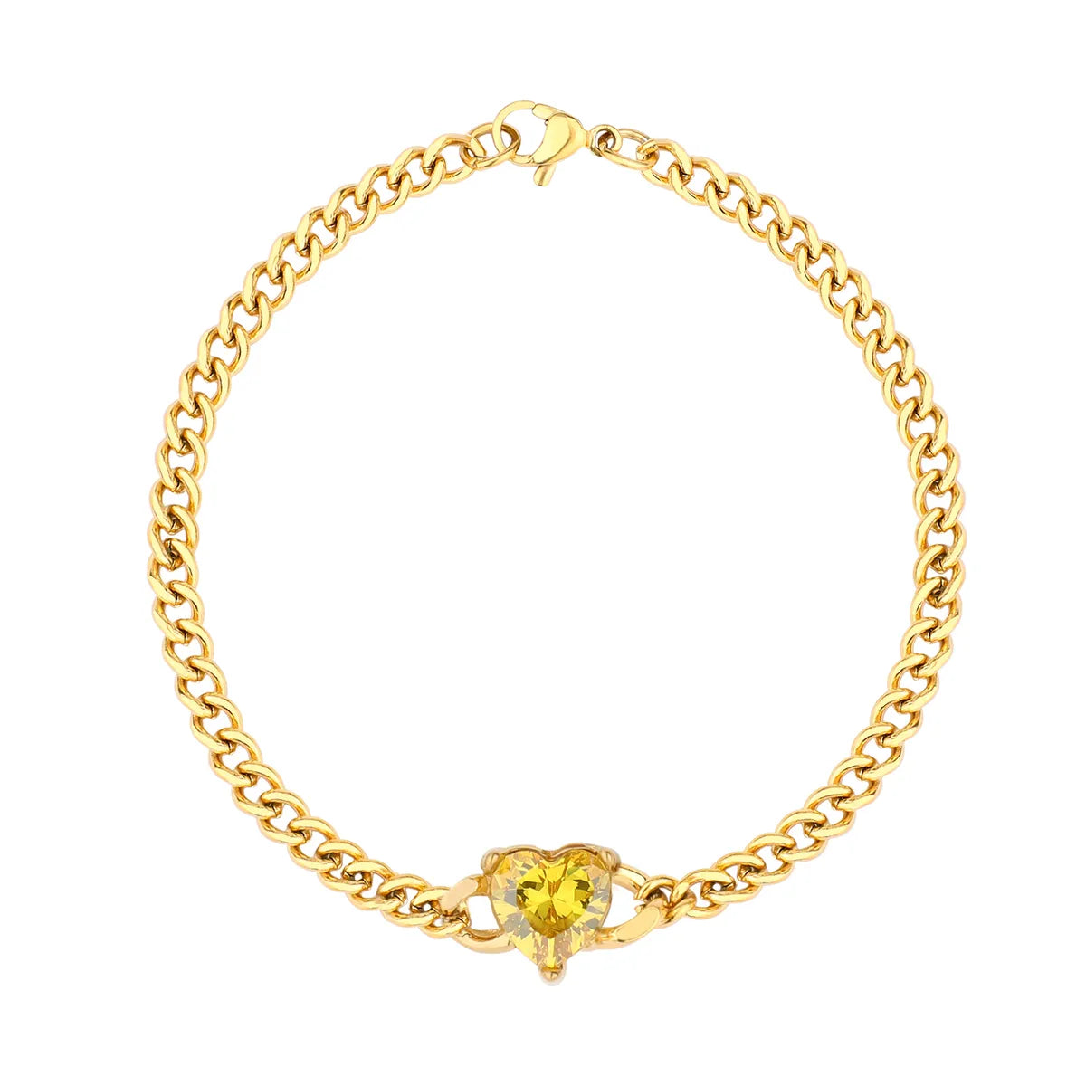 Cute Simple Style Square Oval Heart Shape Stainless Steel Gold Plated Zircon Bracelets In Bulk