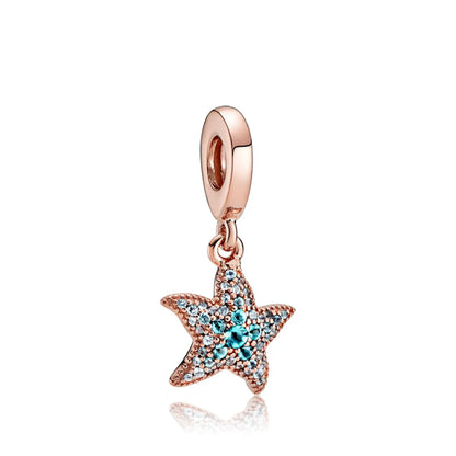 Cute Simple Style Starfish Dolphin Shell Alloy Enamel Inlay Rhinestones Jewelry Accessories