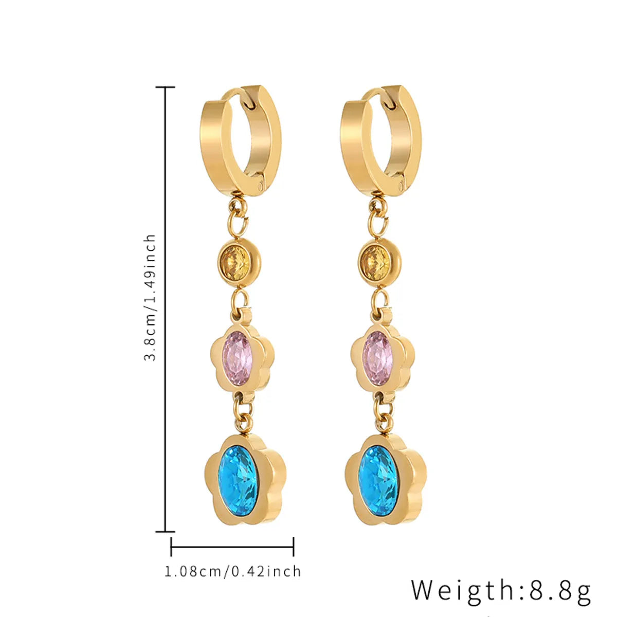 Cute Simple Style Water Droplets Stainless Steel Plating Inlay Zircon Gold Plated Earrings Necklace