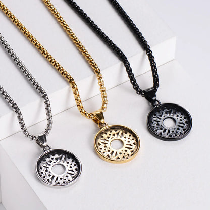 Cute Small Double Hollow Round Knot Stainless Steel Pendant Men And Women Wearable Necklaces