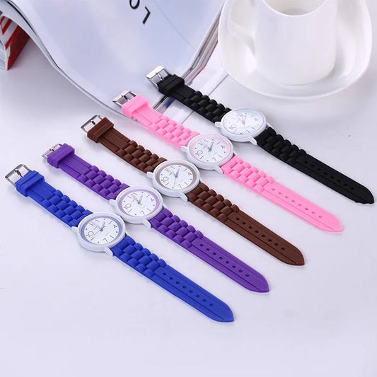 Cute Solid Color Buckle Quartz Kids Watches