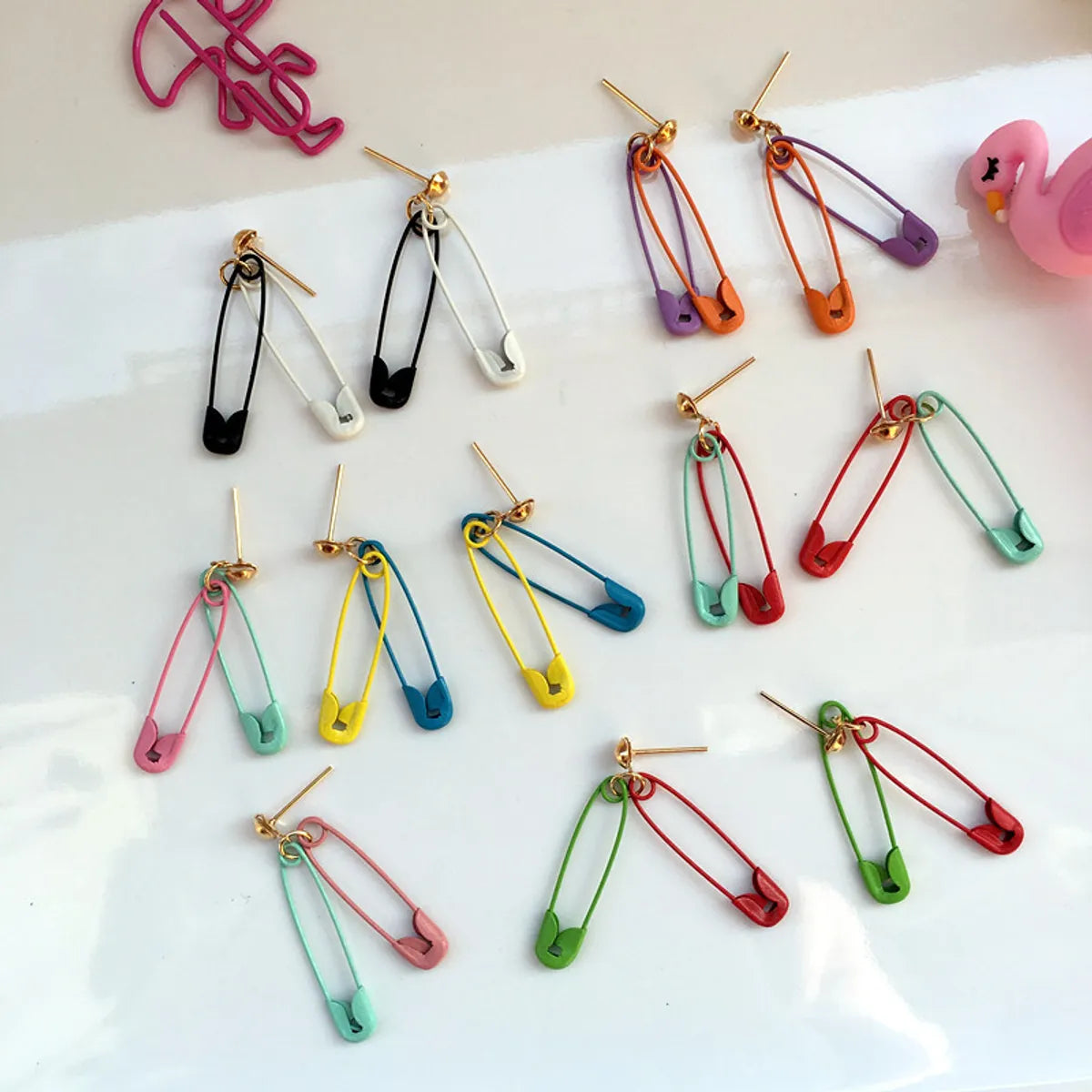 Cute Solid Color Paper Clip Pendant Earrings