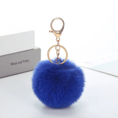 Cute Solid Color Plush Flocking Keychain