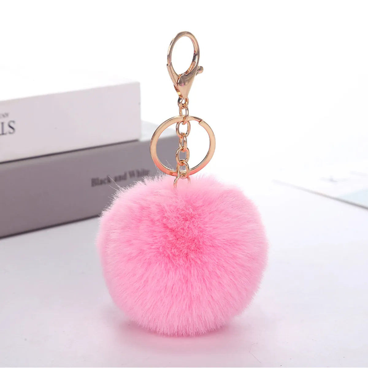 Cute Solid Color Plush Flocking Keychain