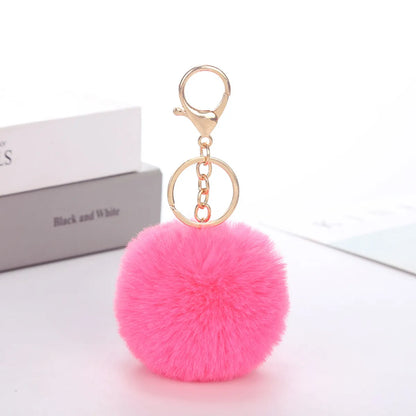 Cute Solid Color Plush Flocking Keychain