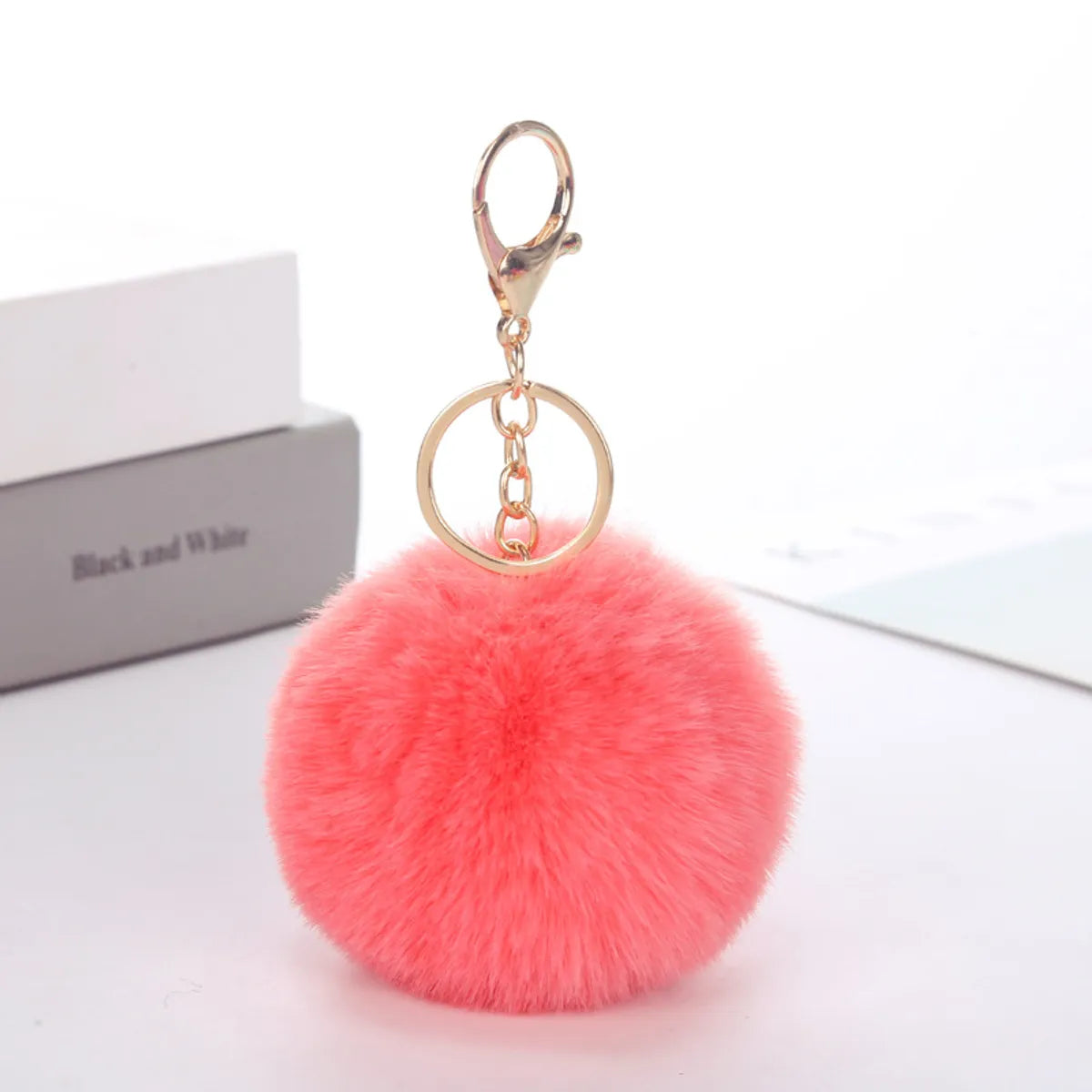 Cute Solid Color Plush Flocking Keychain