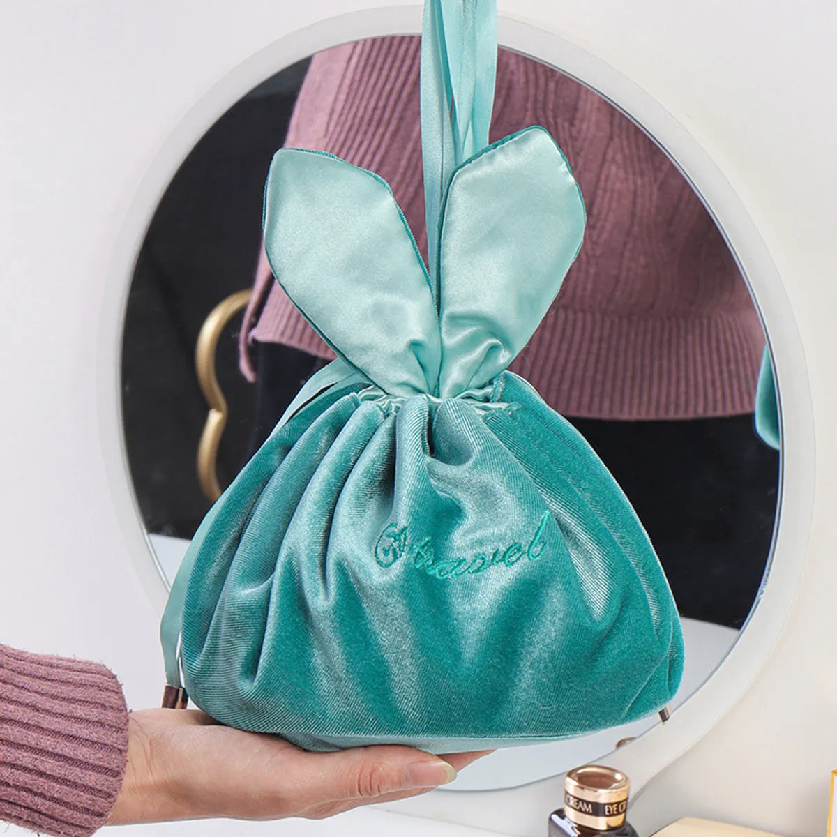 Cute Solid Color Plush Round Makeup Bags