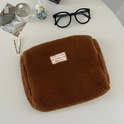 Cute Solid Color Plush Square Makeup Bags