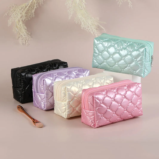 Cute Solid Color Polyester Square Makeup Bags