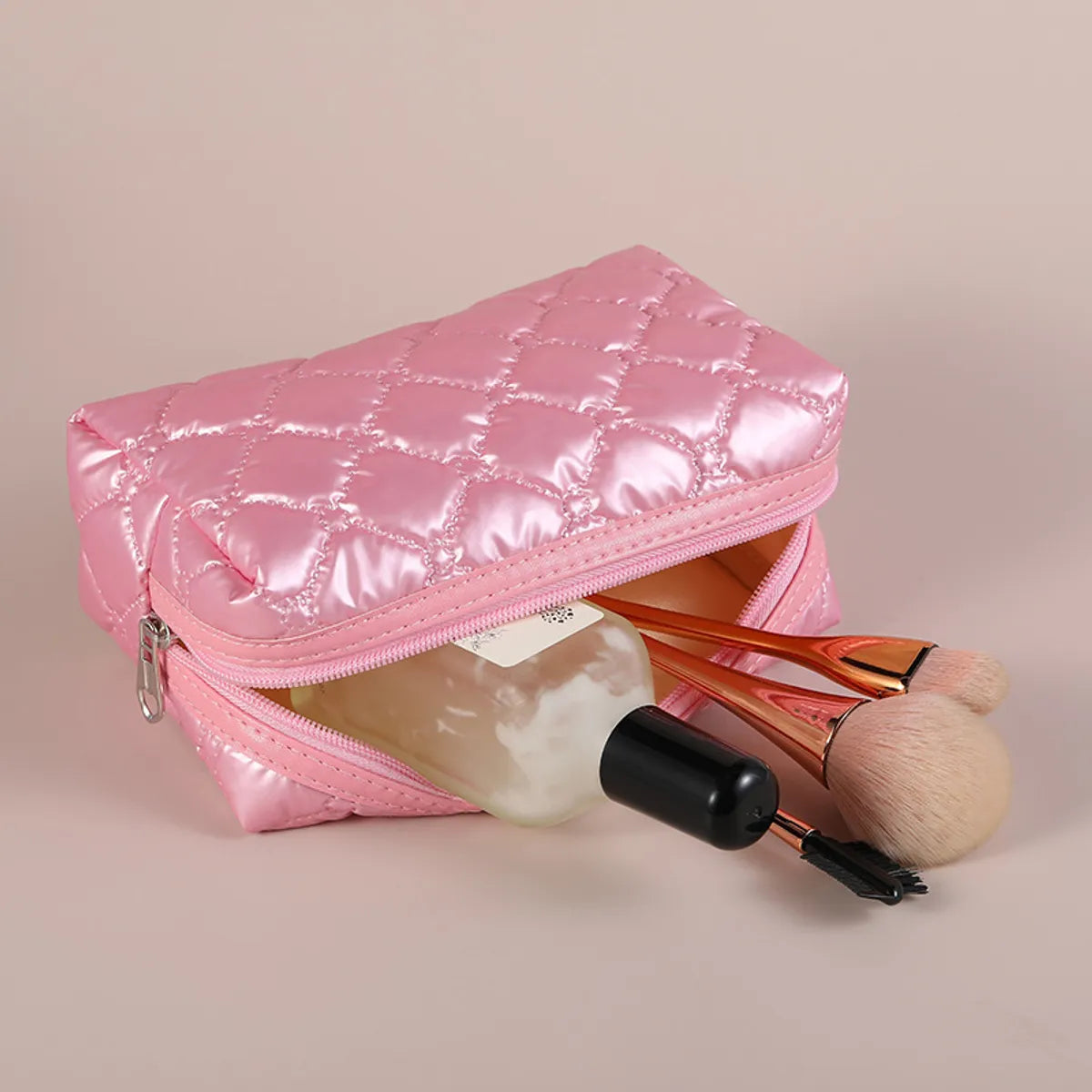 Cute Solid Color Polyester Square Makeup Bags