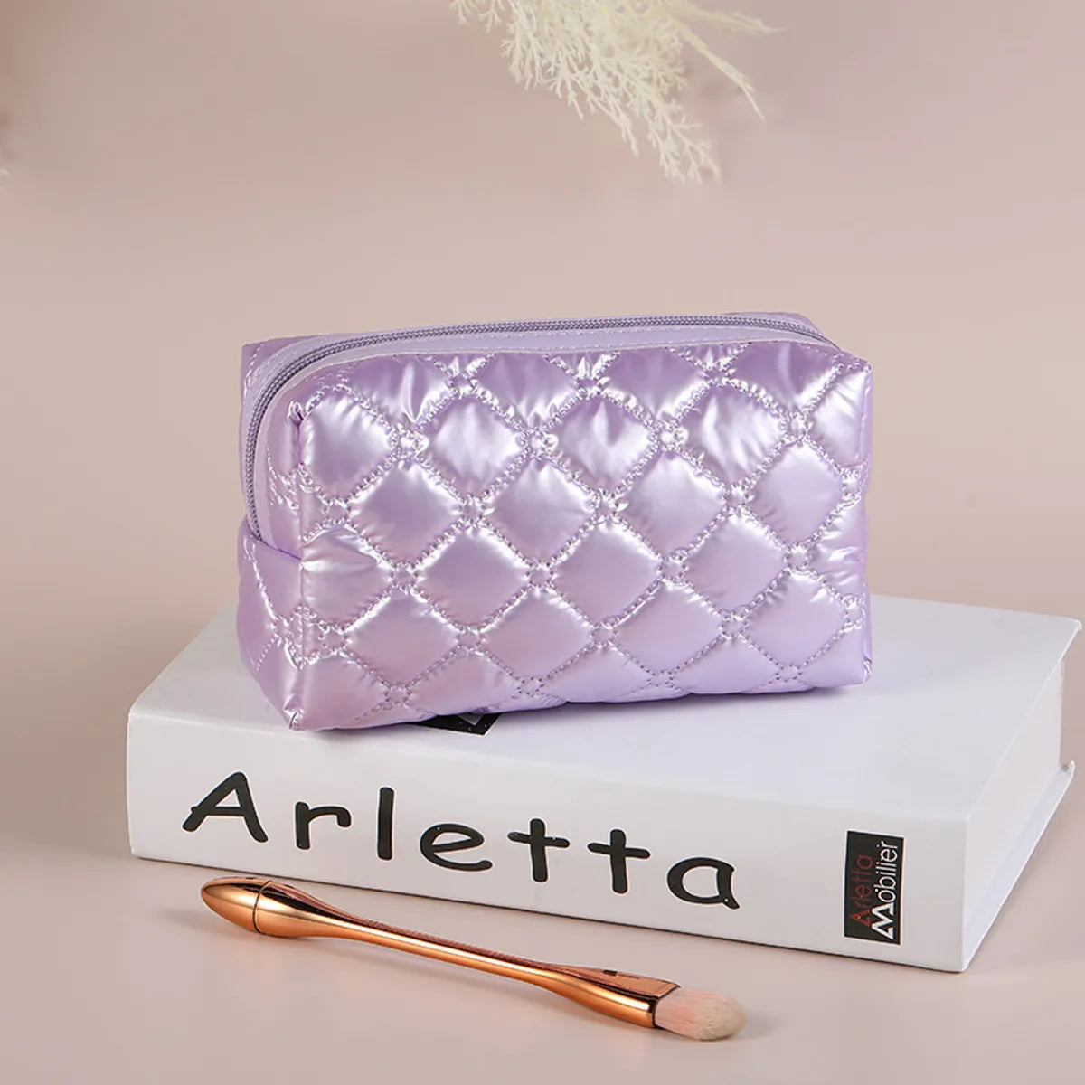 Cute Solid Color Polyester Square Makeup Bags