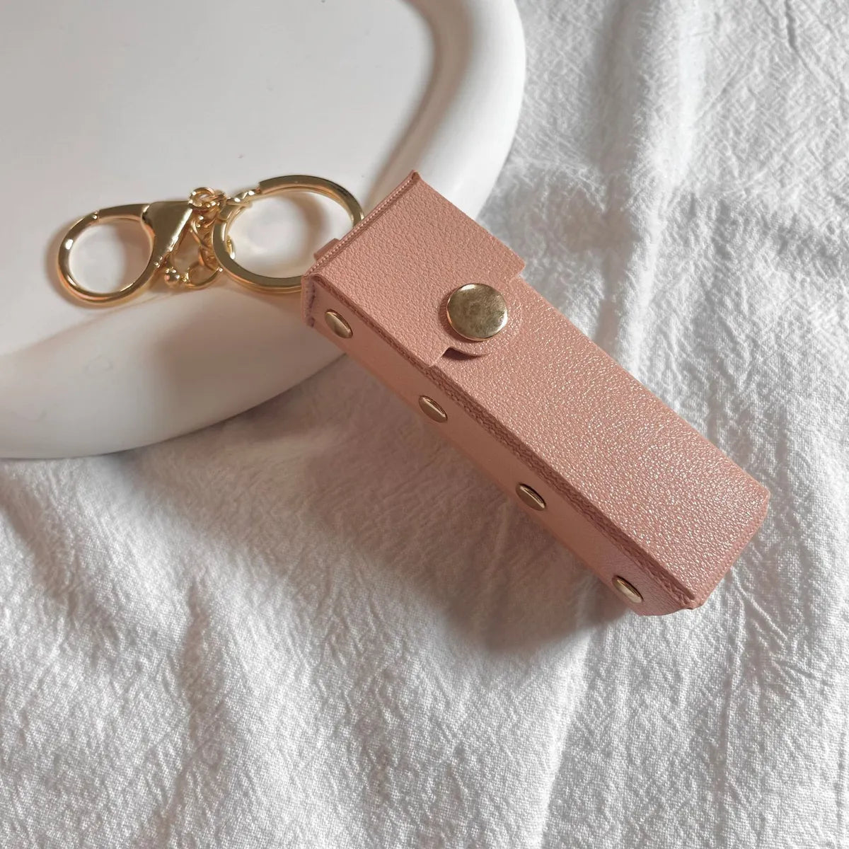 Cute Solid Color Pu Leather Patchwork Keychain