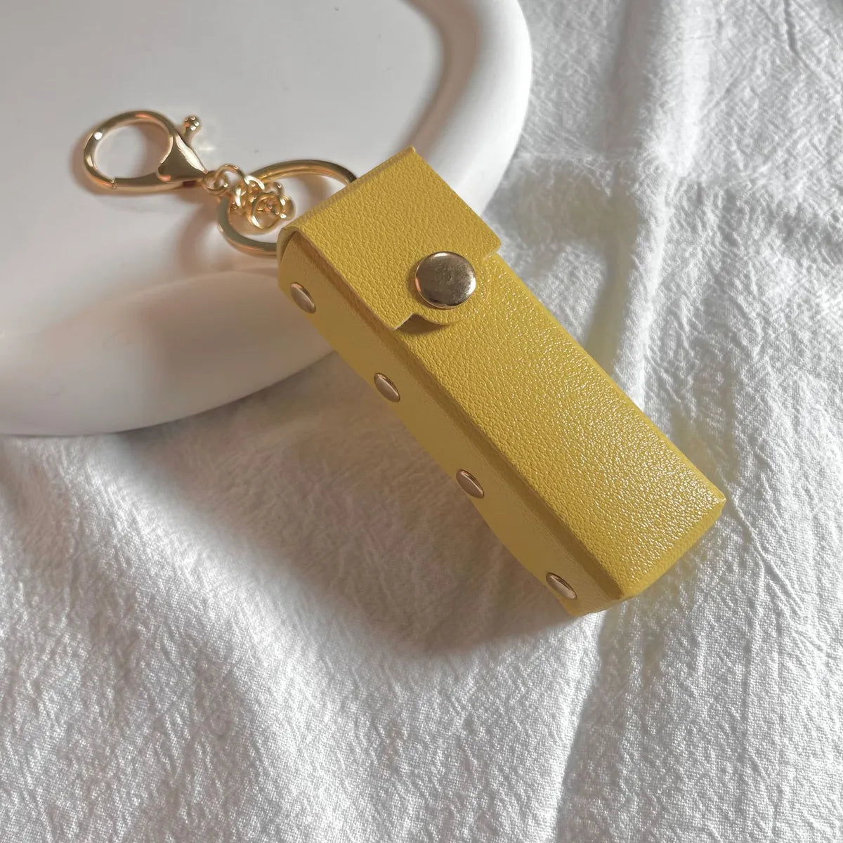 Cute Solid Color Pu Leather Patchwork Keychain