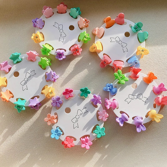 Cute Star Heart Shape Flower Plastic Resin Hair Clip 1 Set