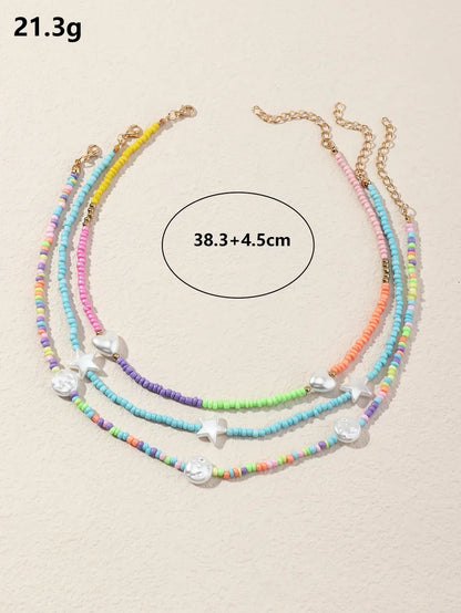 Cute Star Heart Shape Plastic Beaded Kid's Necklace 3 Pieces