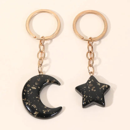 Cute Star Moon Arylic Metal Unisex Bag Pendant Keychain