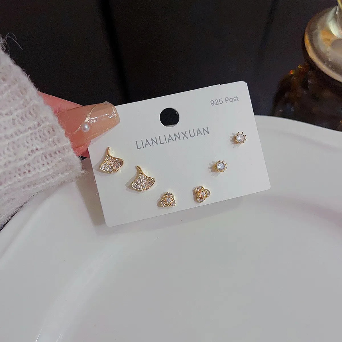 Cute Star Moon Bow Knot Copper Zircon Ear Studs In Bulk