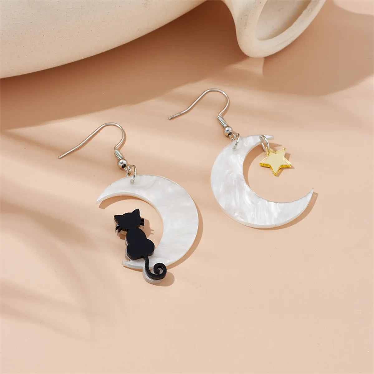 Cute Star Moon Cat Arylic Women's Drop Earrings