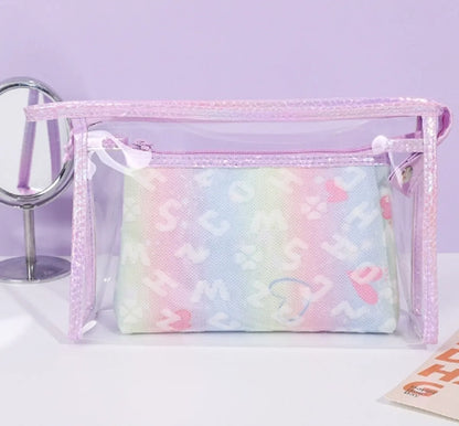 Cute Star Tie-Dyed Five-Pointed Star Chain Link Fencing Square Makeup Bags