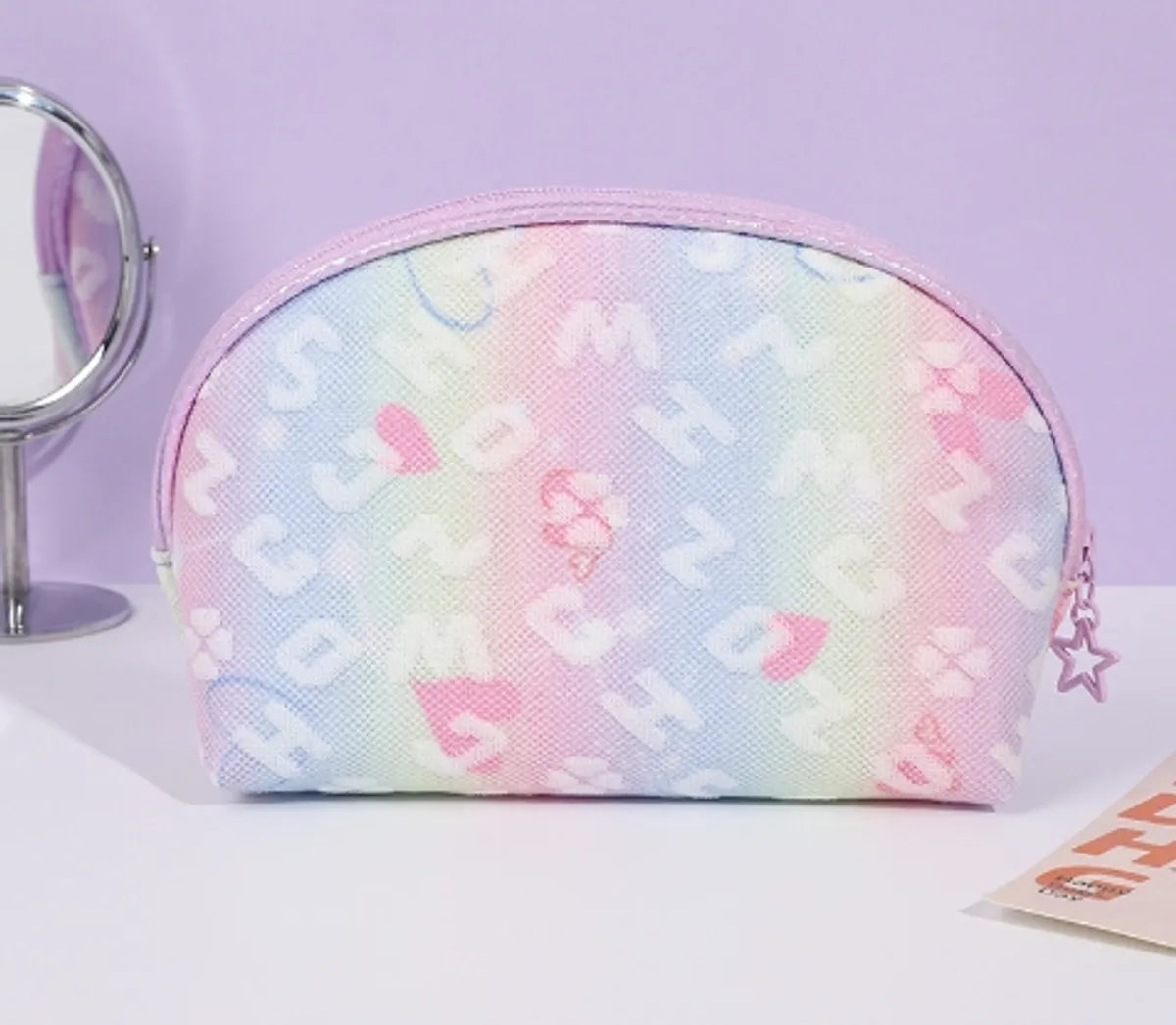 Cute Star Tie-Dyed Five-Pointed Star Chain Link Fencing Square Makeup Bags