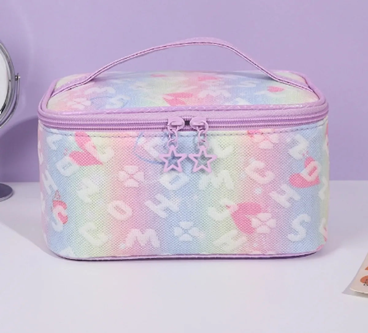 Cute Star Tie-Dyed Five-Pointed Star Chain Link Fencing Square Makeup Bags