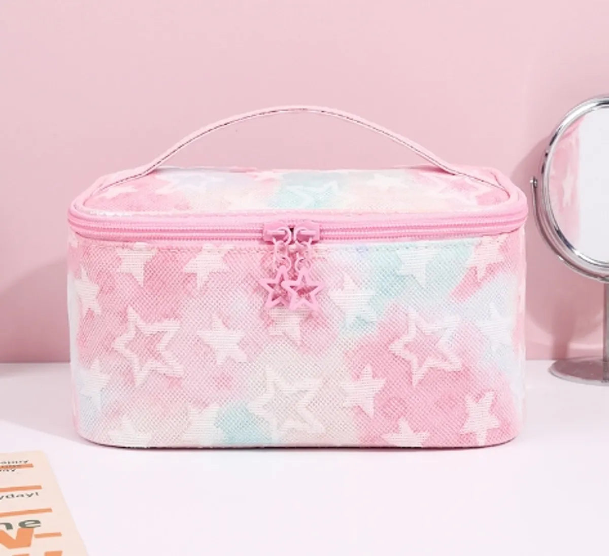 Cute Star Tie-Dyed Five-Pointed Star Chain Link Fencing Square Makeup Bags