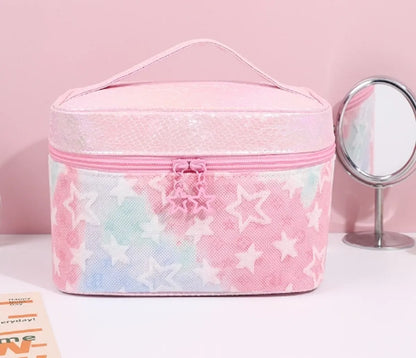 Cute Star Tie-Dyed Five-Pointed Star Chain Link Fencing Square Makeup Bags