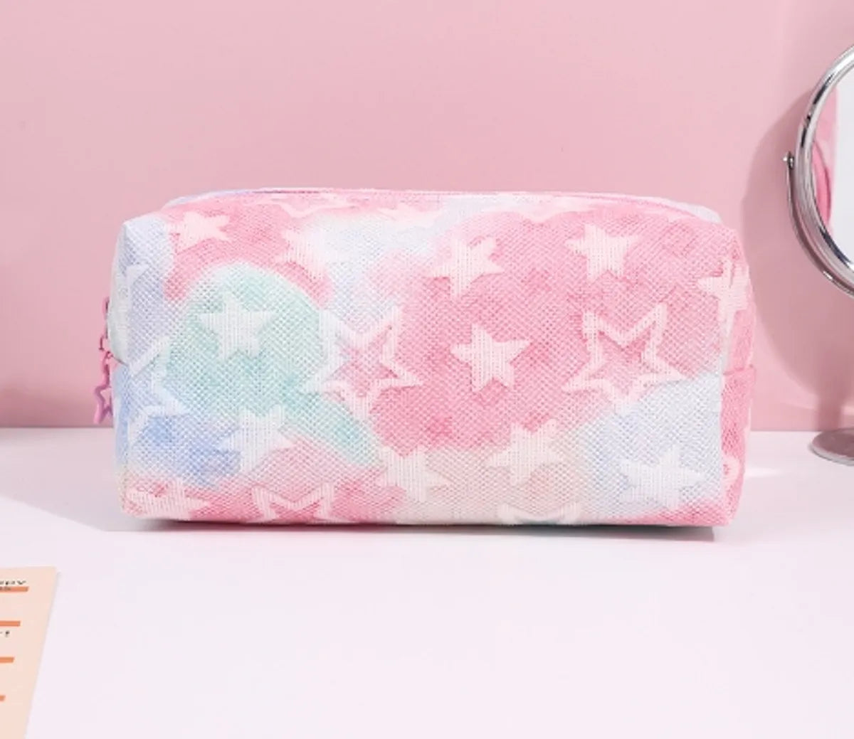 Cute Star Tie-Dyed Five-Pointed Star Chain Link Fencing Square Makeup Bags