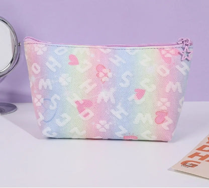 Cute Star Tie-Dyed Five-Pointed Star Chain Link Fencing Square Makeup Bags