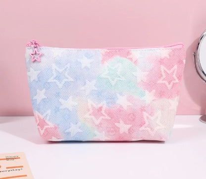 Cute Star Tie-Dyed Five-Pointed Star Chain Link Fencing Square Makeup Bags