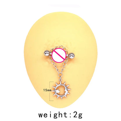 Cute Starry Sky Moon Heart Shape Stainless Steel Copper White Gold Plated Gold Plated Rhinestones Nipple Ring In Bulk