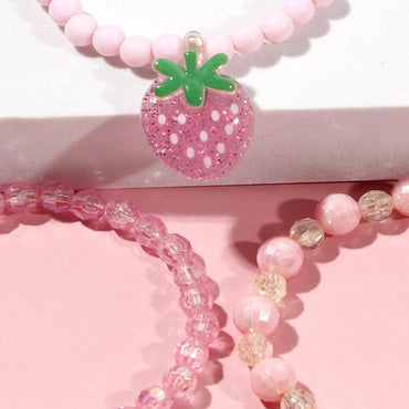 Cute Strawberry Plastic Beaded Bracelets