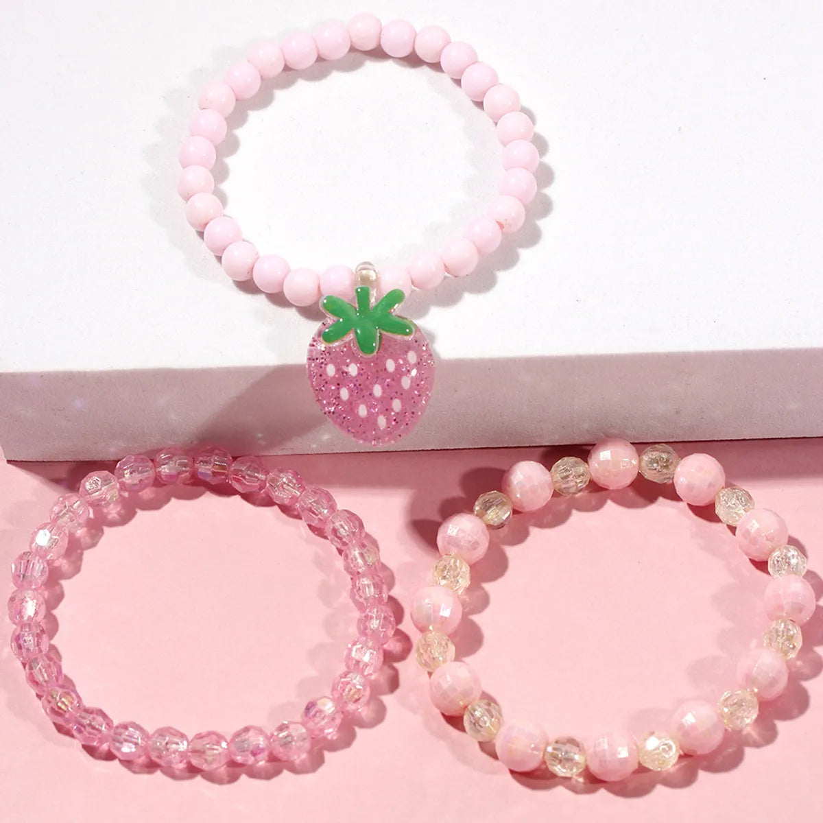 Cute Strawberry Plastic Beaded Bracelets