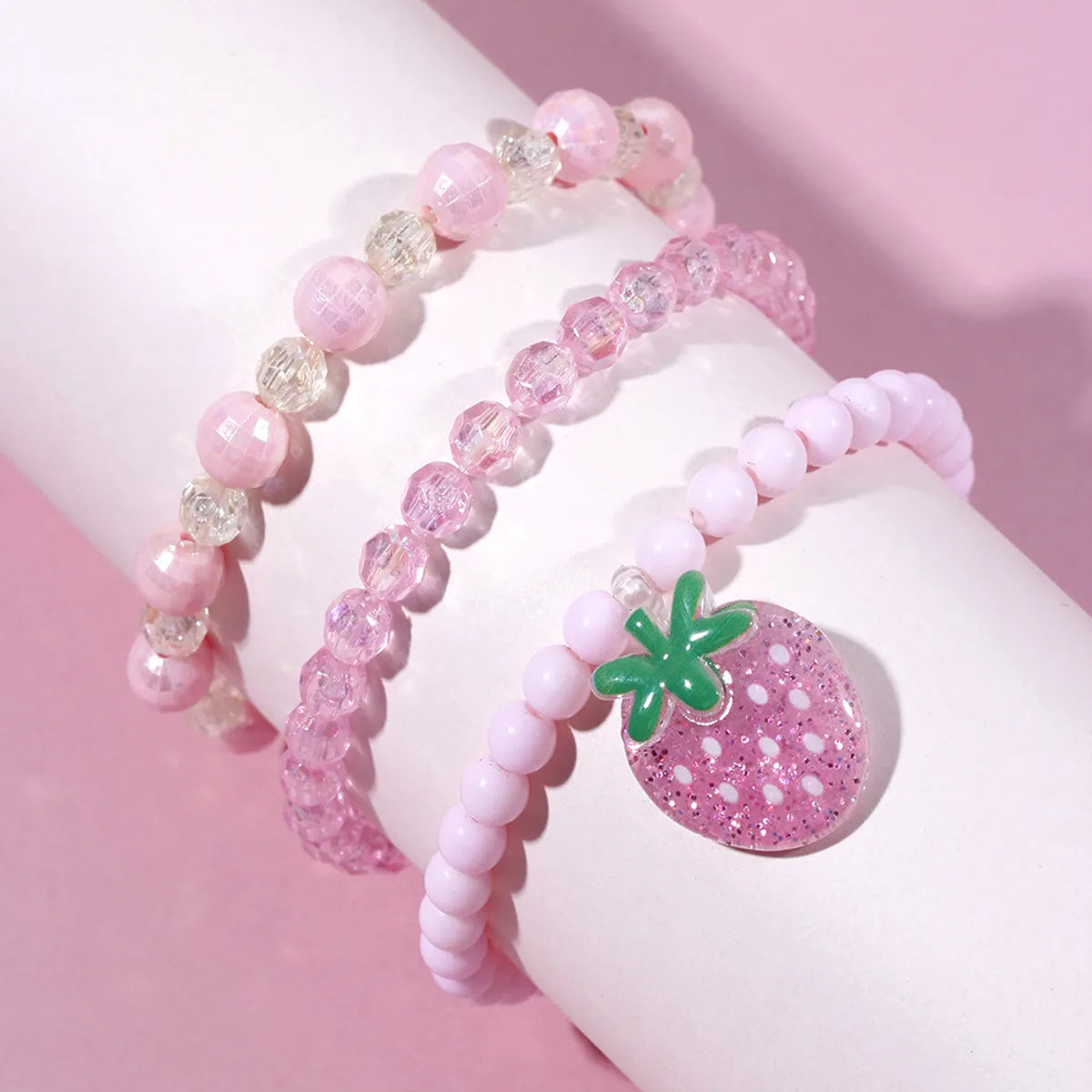 Cute Strawberry Plastic Beaded Bracelets