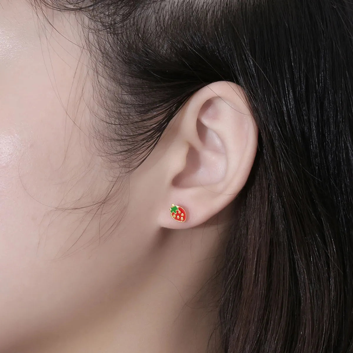 1 Piece Cute Strawberry Plating 304 Stainless Steel Ear Studs