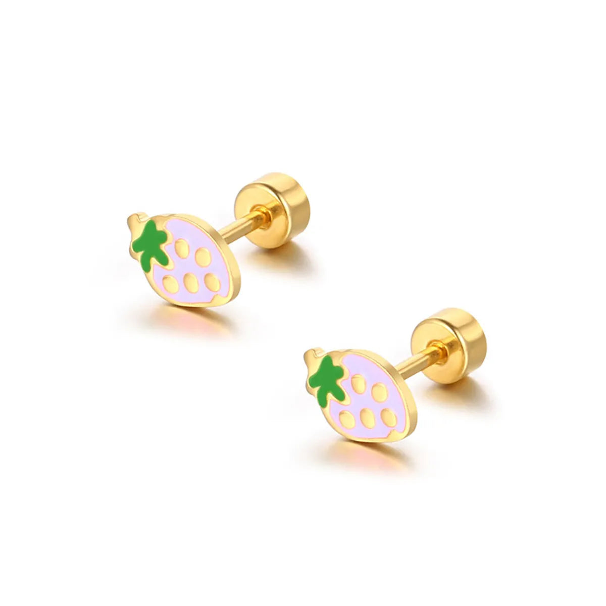 1 Piece Cute Strawberry Plating 304 Stainless Steel Ear Studs