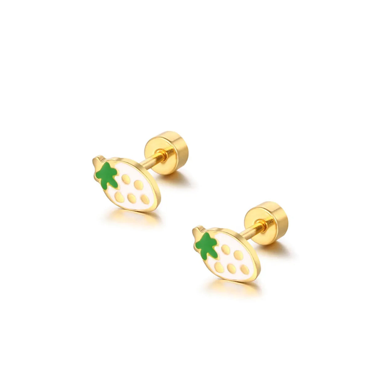 1 Piece Cute Strawberry Plating 304 Stainless Steel Ear Studs