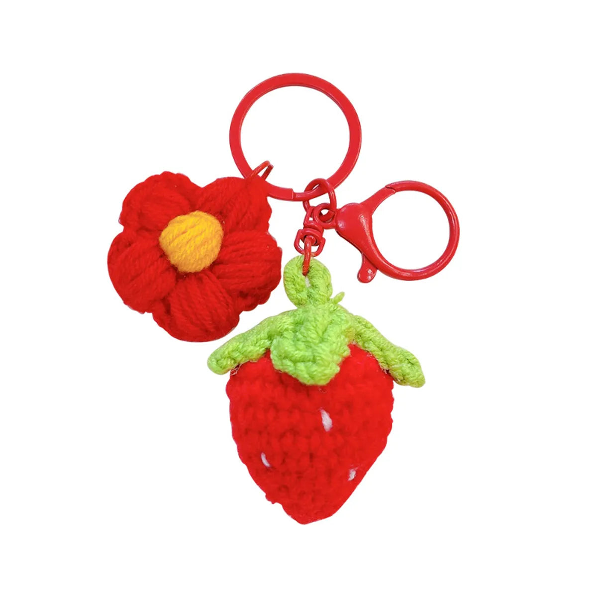 Cute Strawberry Yarn Women'S Keychain