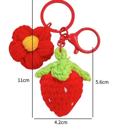 Cute Strawberry Yarn Women'S Keychain