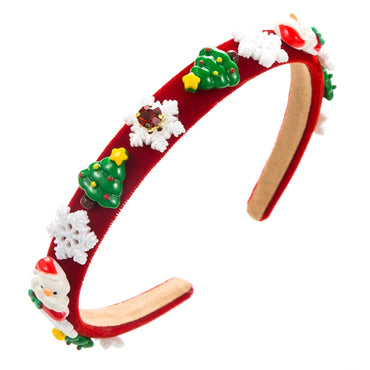 Cute Streetwear Christmas Tree Santa Claus Snowflake Cloth Hair Band