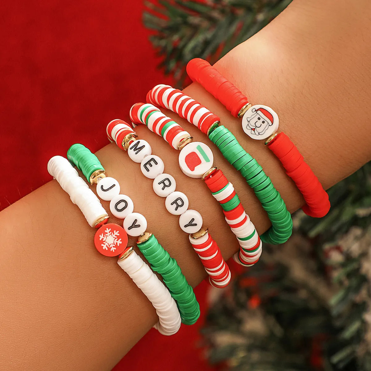 Cute Streetwear Letter Snowflake Soft Clay Christmas Women's Bracelets