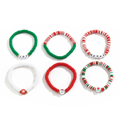 Cute Streetwear Letter Snowflake Soft Clay Christmas Women's Bracelets